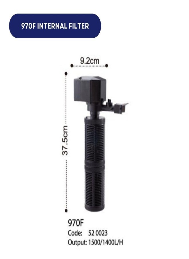TUNAI Dophin 970F Internal Filter for Aquarium Fish Tank | Completely Submersible Motor | Output: 1400/1500 L/H | Suitable for Fish Tank Size 180L | (Original from Tunai Store) - Image 2